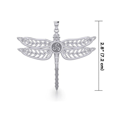 The Celtic Dragonfly with Triskele Silver Pendant TPD5385 - Jewelry
